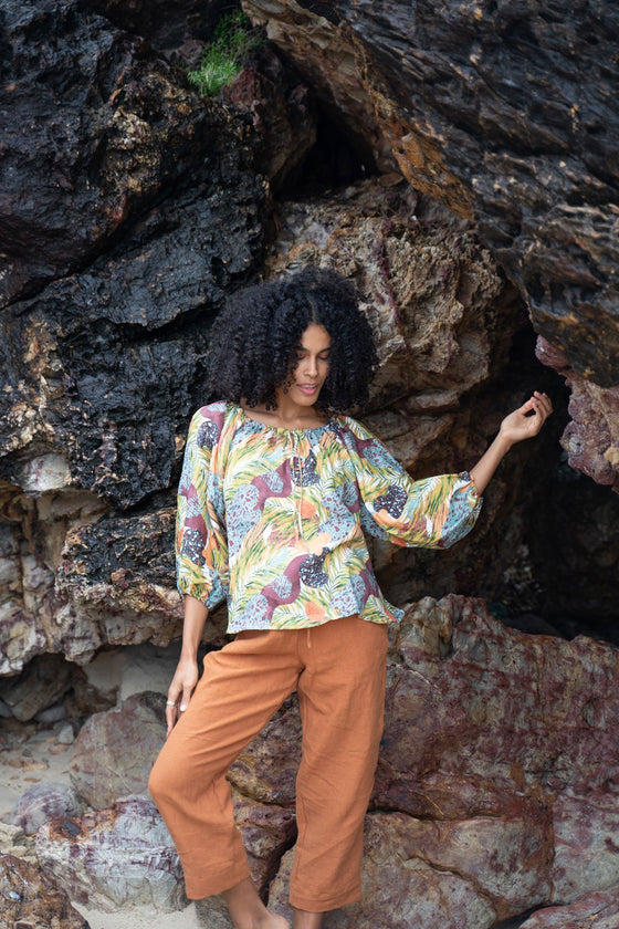 The Ananda Linen Pants - Terracotta | Shop Online | victorymax.com.au