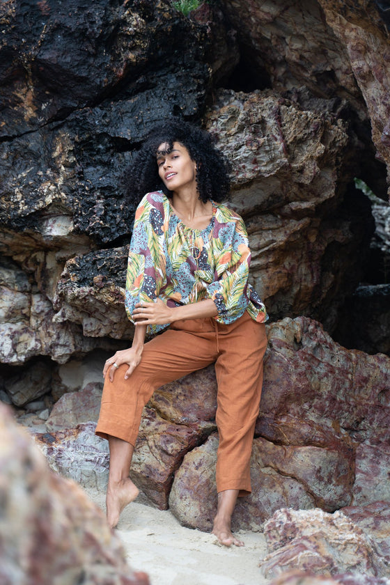 The Ananda Linen Pants - Terracotta | Shop Online | victorymax.com.au