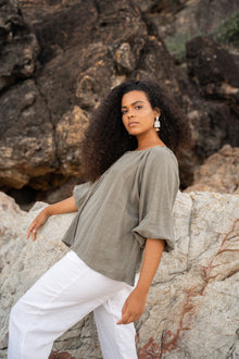  The Shanti Blouse - Olive | Shop Online | victorymax.com.au