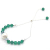 Sarah Sterling Silver Green Agate Fresh Water Pearl Adjustable Bracelet