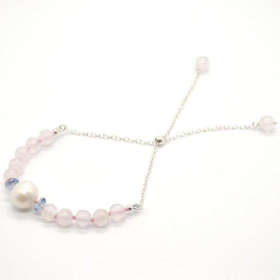 Sarah Sterling Silver Rose Quartz Fresh Water Pearl Bracelet | VictoryMax