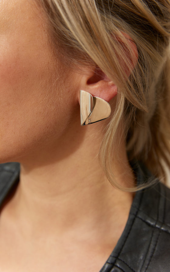 Folded Heart Large Studs - Gold | Shop Online | victorymax.com.au