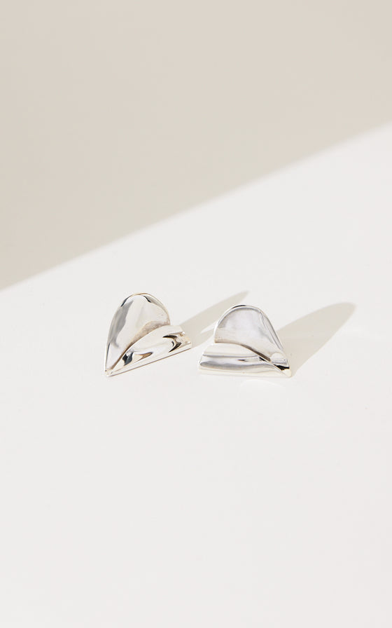 Folded Hearts Large Studs - Silver | Shop Online | victorymax.com.au