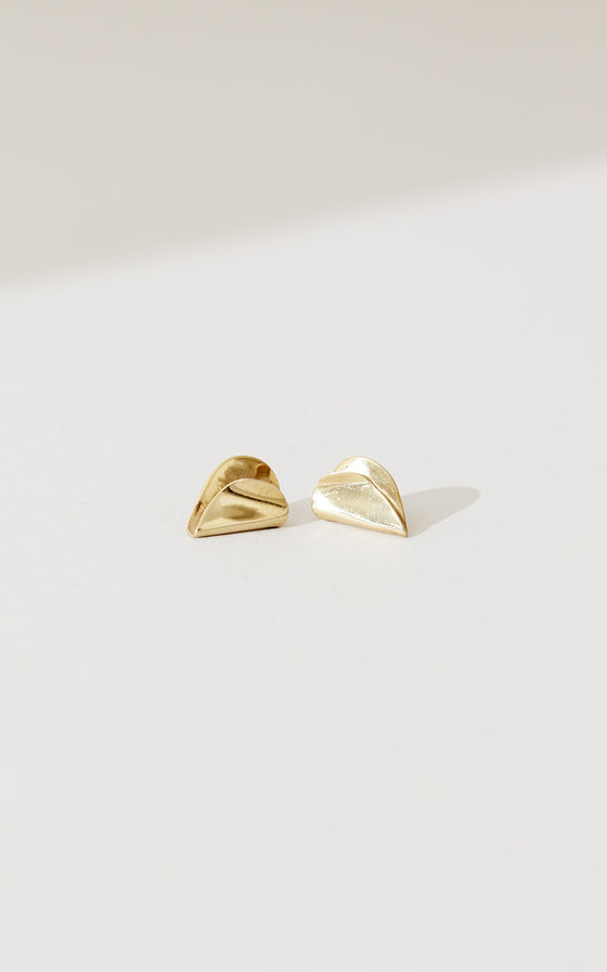 Folded Hearts Small Studs - Gold | Shop Online | victorymax.com.au