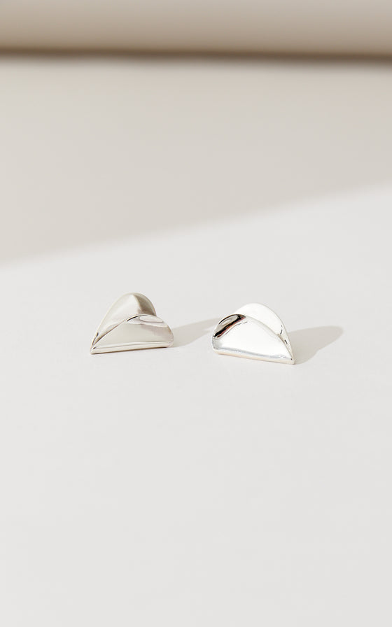 Folded Hearts Medium Studs - Silver | Shop Online | victorymax.com.au